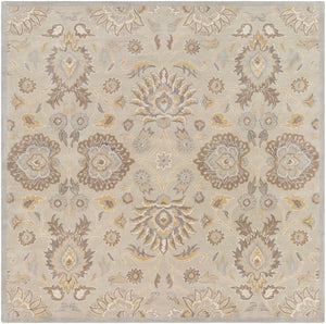 Caesar CAE-1192 Traditional Wool Rug CAE1192-8SQ Light Gray, Khaki, Camel, Cream, Medium Gray 100% Wool 8' Square