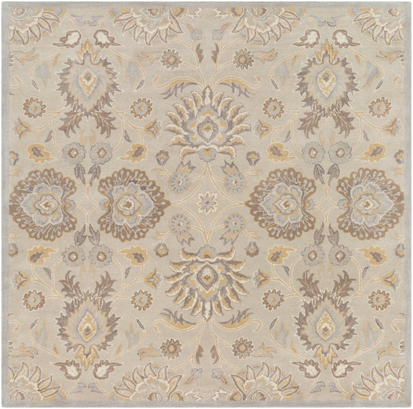 Caesar CAE-1192 Traditional Wool Rug CAE1192-8SQ Light Gray, Khaki, Camel, Cream, Medium Gray 100% Wool 8' Square