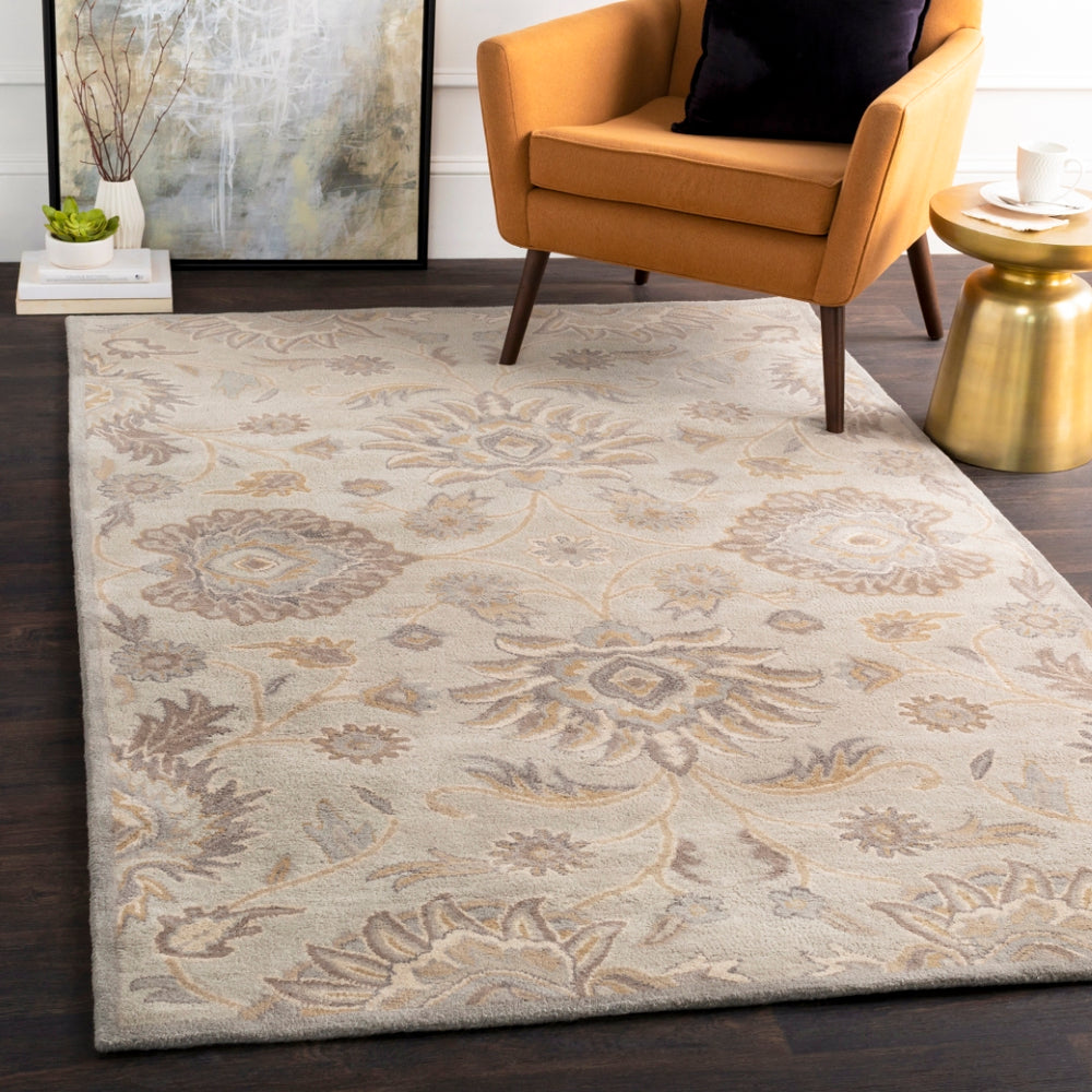 Caesar CAE-1192 Traditional Wool Rug CAE1192-912 Light Gray, Khaki, Camel, Cream, Medium Gray 100% Wool 9' x 12'