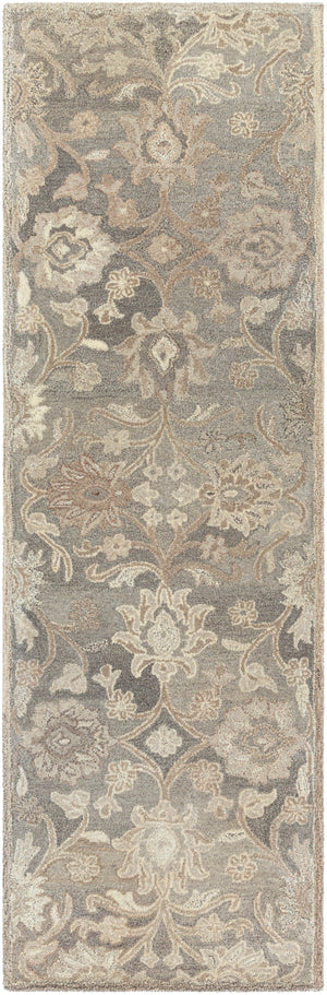 Caesar CAE-1195 Traditional Wool Rug CAE1195-268 Taupe, Camel, Cream, Light Gray, Dark Brown 100% Wool 2'6" x 8'
