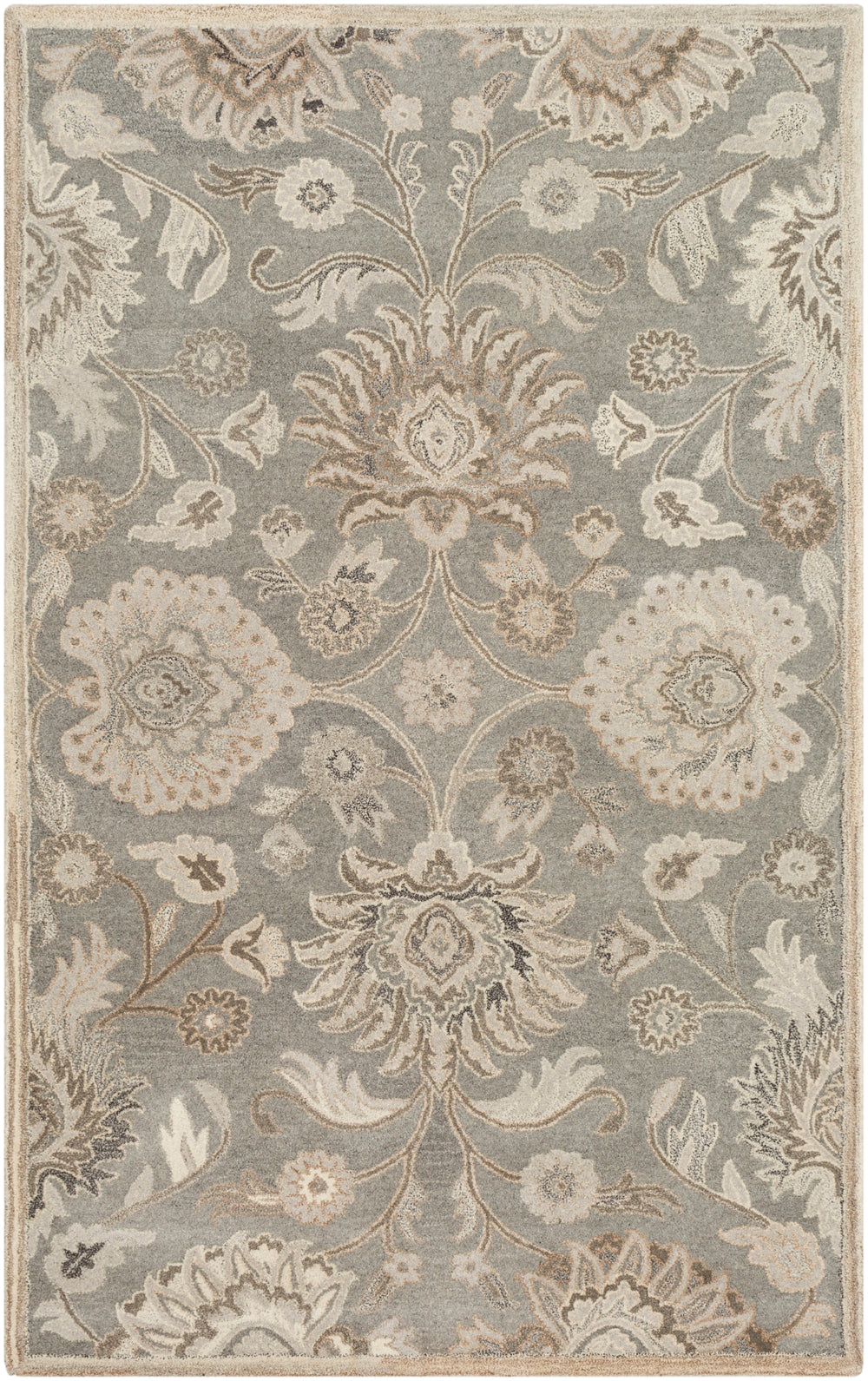 Caesar CAE-1195 Traditional Wool Rug CAE1195-912 Taupe, Camel, Cream, Light Gray, Dark Brown 100% Wool 9' x 12'