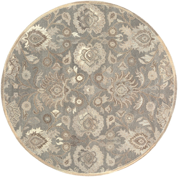 Caesar CAE-1195 Traditional Wool Rug CAE1195-99RD Taupe, Camel, Cream, Light Gray, Dark Brown 100% Wool 9'9" Round