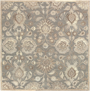 Caesar CAE-1195 Traditional Wool Rug CAE1195-99SQ Taupe, Camel, Cream, Light Gray, Dark Brown 100% Wool 9'9" Square