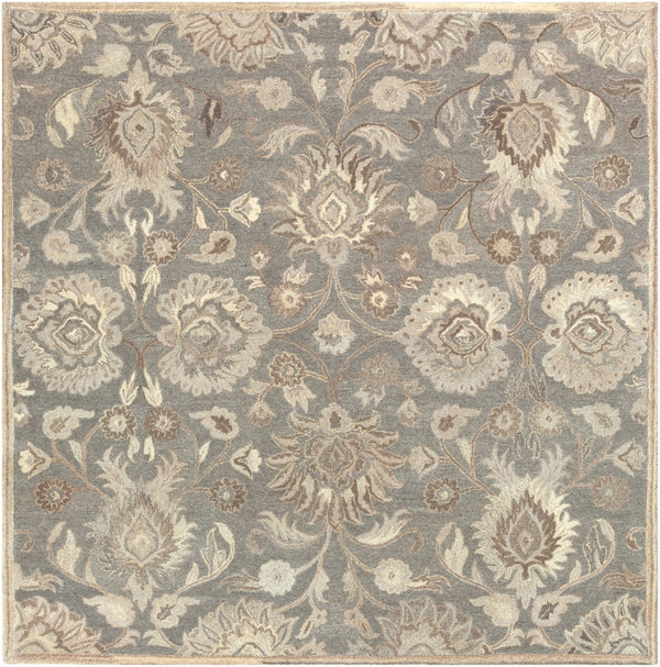 Caesar CAE-1195 Traditional Wool Rug CAE1195-99SQ Taupe, Camel, Cream, Light Gray, Dark Brown 100% Wool 9'9" Square