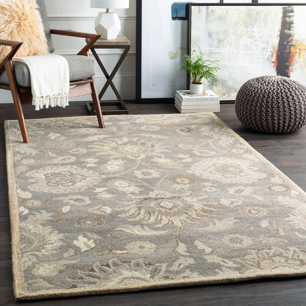 Caesar CAE-1195 Traditional Wool Rug CAE1195-912 Taupe, Camel, Cream, Light Gray, Dark Brown 100% Wool 9' x 12'