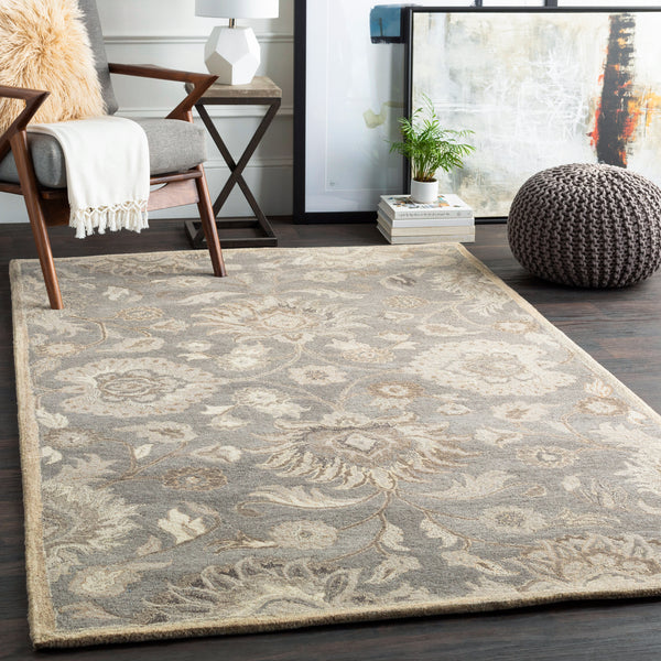 Caesar CAE-1195 Traditional Wool Rug CAE1195-99SQ Taupe, Camel, Cream, Light Gray, Dark Brown 100% Wool 9'9" Square