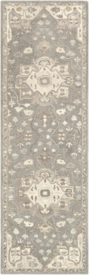 Caesar CAE-1196 Traditional Wool Rug CAE1196-312 Charcoal, Taupe, Khaki, Black, Beige, Dark Brown, Camel 100% Wool 3' x 12'