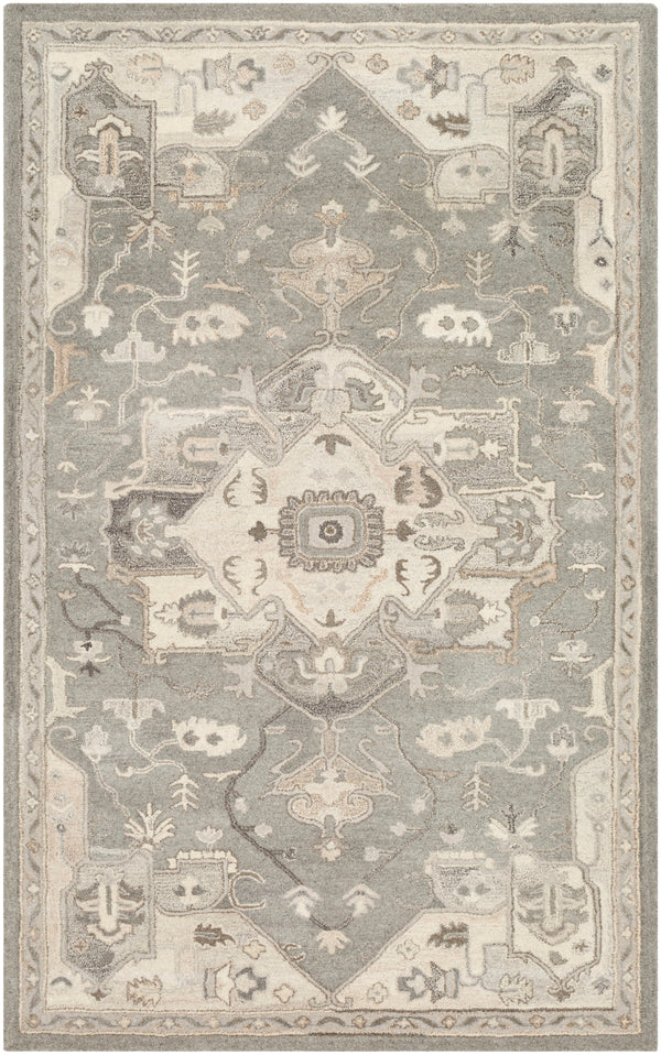 Caesar CAE-1196 Traditional Wool Rug CAE1196-912 Charcoal, Taupe, Khaki, Black, Beige, Dark Brown, Camel 100% Wool 9' x 12'