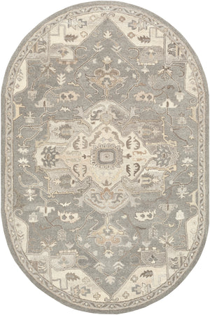 Caesar CAE-1196 Traditional Wool Rug CAE1196-810OV Charcoal, Taupe, Khaki, Black, Beige, Dark Brown, Camel 100% Wool 8' x 10' Oval