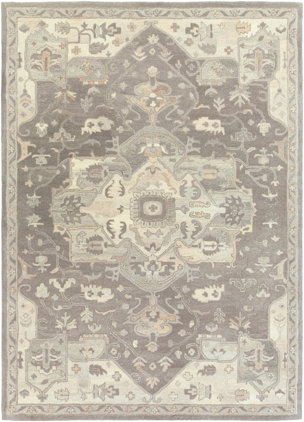 Caesar CAE-1196 Traditional Wool Rug CAE1196-811 Charcoal, Taupe, Khaki, Black, Beige, Dark Brown, Camel 100% Wool 8' x 11'
