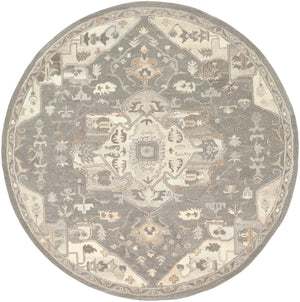 Caesar CAE-1196 Traditional Wool Rug CAE1196-8RD Charcoal, Taupe, Khaki, Black, Beige, Dark Brown, Camel 100% Wool 8' Round