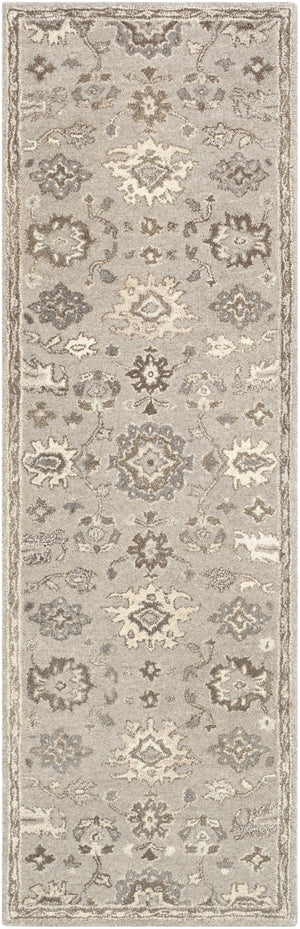 Caesar CAE-1197 Traditional Wool Rug CAE1197-312 Taupe, Charcoal, Dark Brown, Beige, Black, Khaki, Camel 100% Wool 3' x 12'