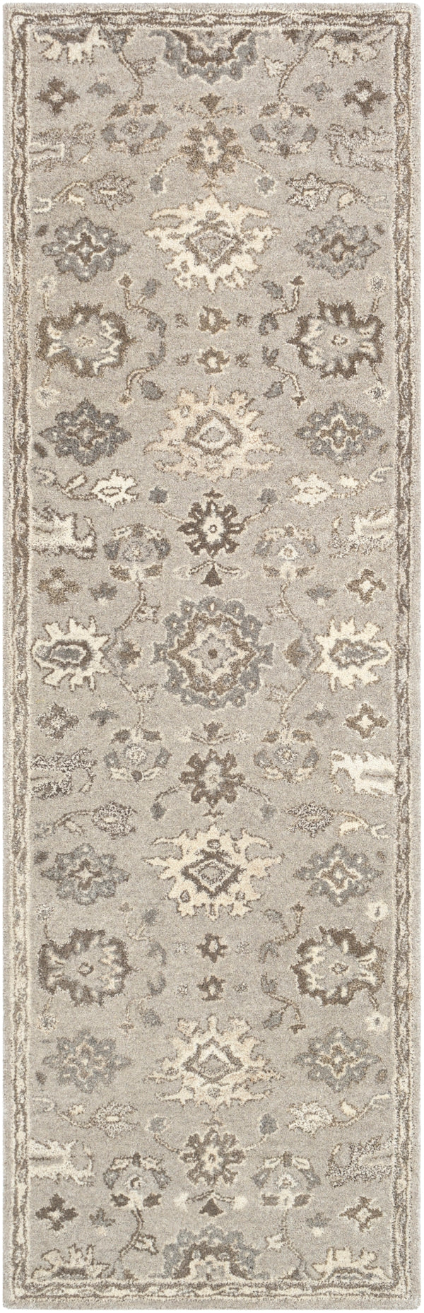 Caesar CAE-1197 Traditional Wool Rug CAE1197-312 Taupe, Charcoal, Dark Brown, Beige, Black, Khaki, Camel 100% Wool 3' x 12'