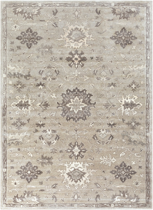 Caesar CAE-1197 Traditional Wool Rug CAE1197-811 Taupe, Charcoal, Dark Brown, Beige, Black, Khaki, Camel 100% Wool 8' x 11'