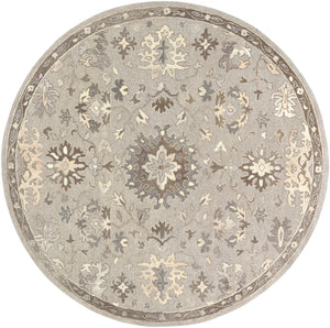 Caesar CAE-1197 Traditional Wool Rug CAE1197-99RD Taupe, Charcoal, Dark Brown, Beige, Black, Khaki, Camel 100% Wool 9'9" Round