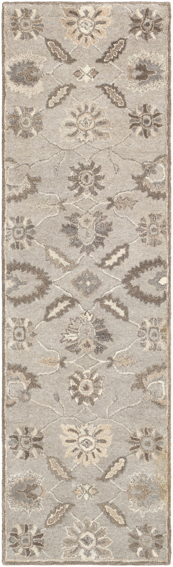 Caesar CAE-1198 Traditional Wool Rug CAE1198-312 Taupe, Charcoal, Dark Brown, Beige, Black, Khaki, Camel 100% Wool 3' x 12'
