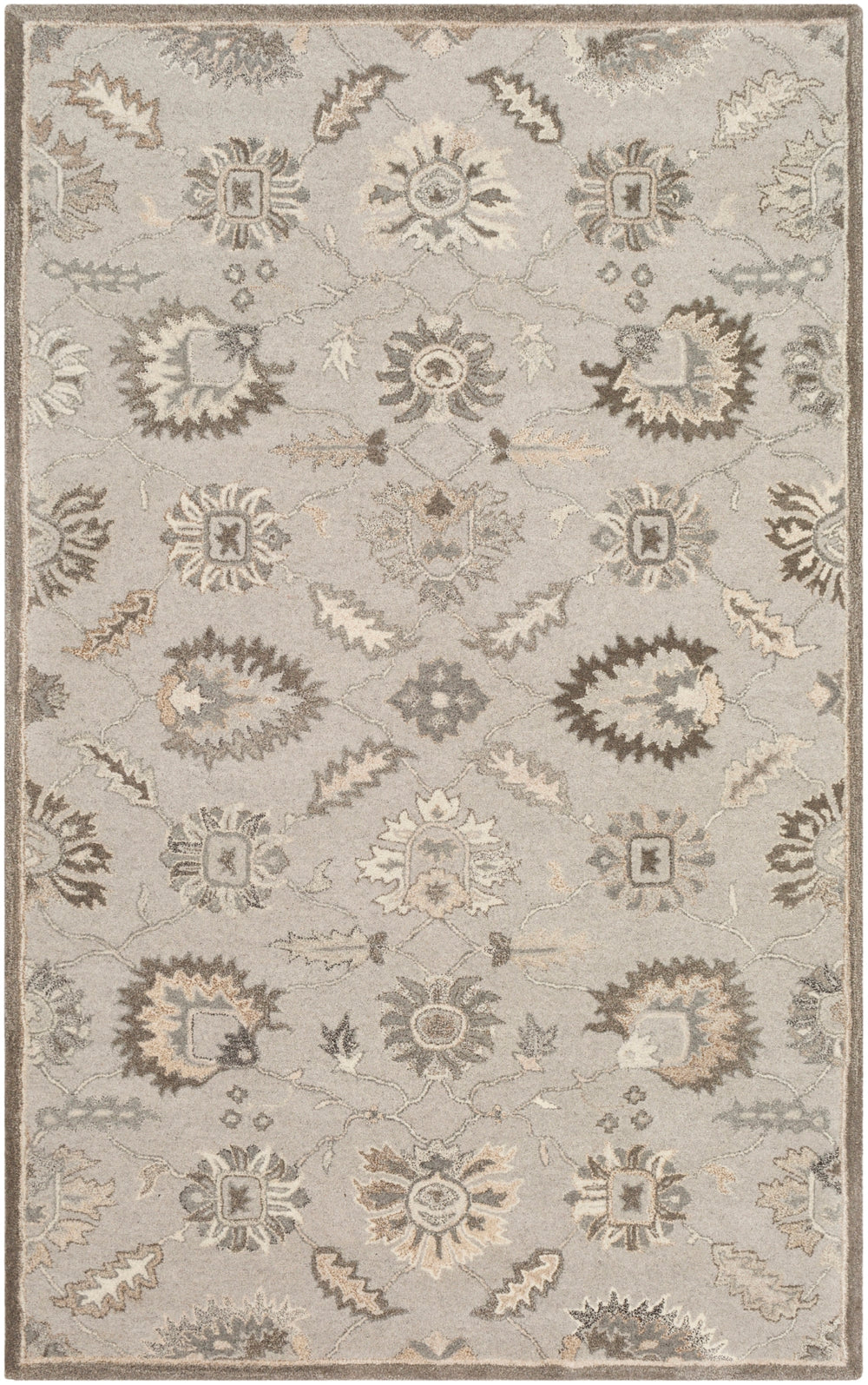 Caesar CAE-1198 Traditional Wool Rug CAE1198-912 Taupe, Charcoal, Dark Brown, Beige, Black, Khaki, Camel 100% Wool 9' x 12'