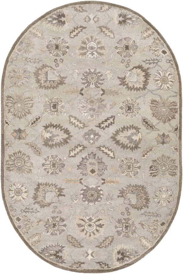 Caesar CAE-1198 Traditional Wool Rug CAE1198-69OV Taupe, Charcoal, Dark Brown, Beige, Black, Khaki, Camel 100% Wool 6' x 9' Oval