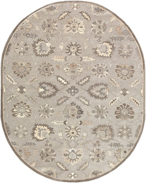 Caesar CAE-1198 Traditional Wool Rug CAE1198-810OV Taupe, Charcoal, Dark Brown, Beige, Black, Khaki, Camel 100% Wool 8' x 10' Oval