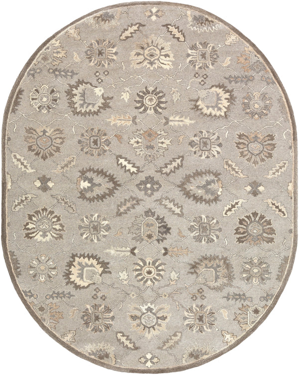 Caesar CAE-1198 Traditional Wool Rug CAE1198-810OV Taupe, Charcoal, Dark Brown, Beige, Black, Khaki, Camel 100% Wool 8' x 10' Oval