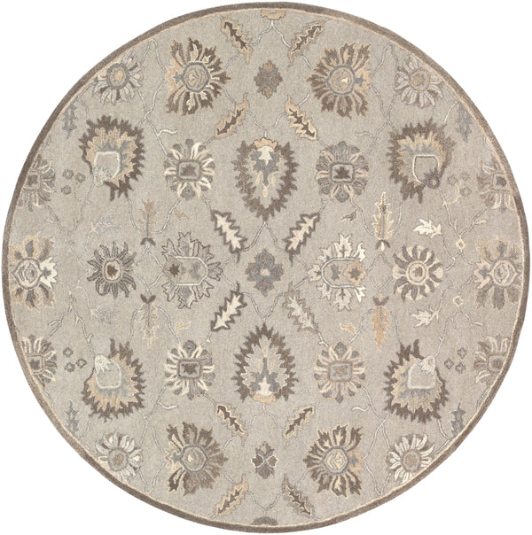Caesar CAE-1198 Traditional Wool Rug CAE1198-99RD Taupe, Charcoal, Dark Brown, Beige, Black, Khaki, Camel 100% Wool 9'9" Round