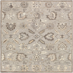 Caesar CAE-1198 Traditional Wool Rug CAE1198-99SQ Taupe, Charcoal, Dark Brown, Beige, Black, Khaki, Camel 100% Wool 9'9" Square
