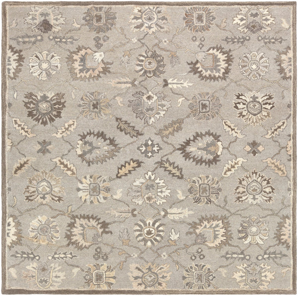 Caesar CAE-1198 Traditional Wool Rug CAE1198-99SQ Taupe, Charcoal, Dark Brown, Beige, Black, Khaki, Camel 100% Wool 9'9" Square