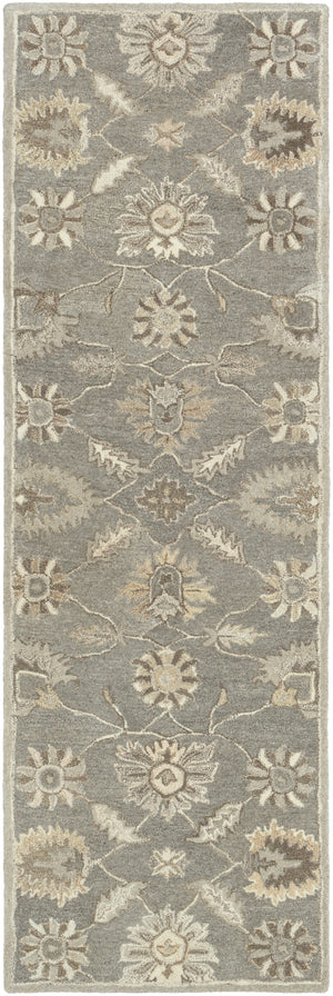 Caesar CAE-1199 Traditional Wool Rug CAE1199-312 Charcoal, Taupe, Dark Brown, Black, Khaki, Beige, Camel 100% Wool 3' x 12'