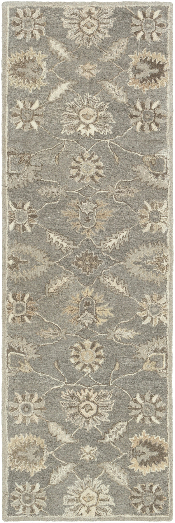 Caesar CAE-1199 Traditional Wool Rug CAE1199-312 Charcoal, Taupe, Dark Brown, Black, Khaki, Beige, Camel 100% Wool 3' x 12'