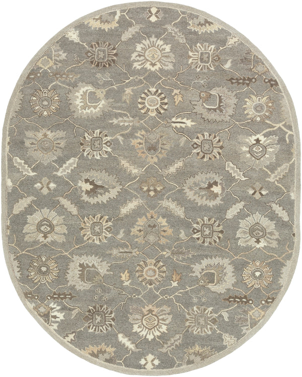 Caesar CAE-1199 Traditional Wool Rug CAE1199-810OV Charcoal, Taupe, Dark Brown, Black, Khaki, Beige, Camel 100% Wool 8' x 10' Oval