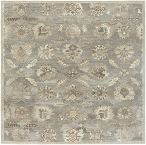 Caesar CAE-1199 Traditional Wool Rug CAE1199-99SQ Charcoal, Taupe, Dark Brown, Black, Khaki, Beige, Camel 100% Wool 9'9" Square