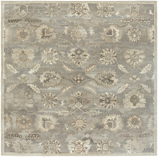 Caesar CAE-1199 Traditional Wool Rug CAE1199-99SQ Charcoal, Taupe, Dark Brown, Black, Khaki, Beige, Camel 100% Wool 9'9" Square