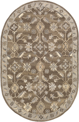 Caesar CAE-1200 Traditional Wool Rug CAE1200-810OV Dark Brown, Charcoal, Taupe, Khaki, Beige, Camel, Black 100% Wool 8' x 10' Oval