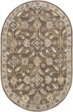 Caesar CAE-1200 Traditional Wool Rug CAE1200-810OV Dark Brown, Charcoal, Taupe, Khaki, Beige, Camel, Black 100% Wool 8' x 10' Oval