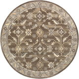 Caesar CAE-1200 Traditional Wool Rug CAE1200-99RD Dark Brown, Charcoal, Taupe, Khaki, Beige, Camel, Black 100% Wool 9'9" Round