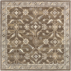 Caesar CAE-1200 Traditional Wool Rug CAE1200-99SQ Dark Brown, Charcoal, Taupe, Khaki, Beige, Camel, Black 100% Wool 9'9" Square