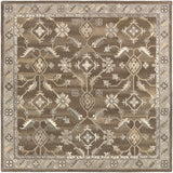 Caesar CAE-1200 Traditional Wool Rug CAE1200-99SQ Dark Brown, Charcoal, Taupe, Khaki, Beige, Camel, Black 100% Wool 9'9" Square