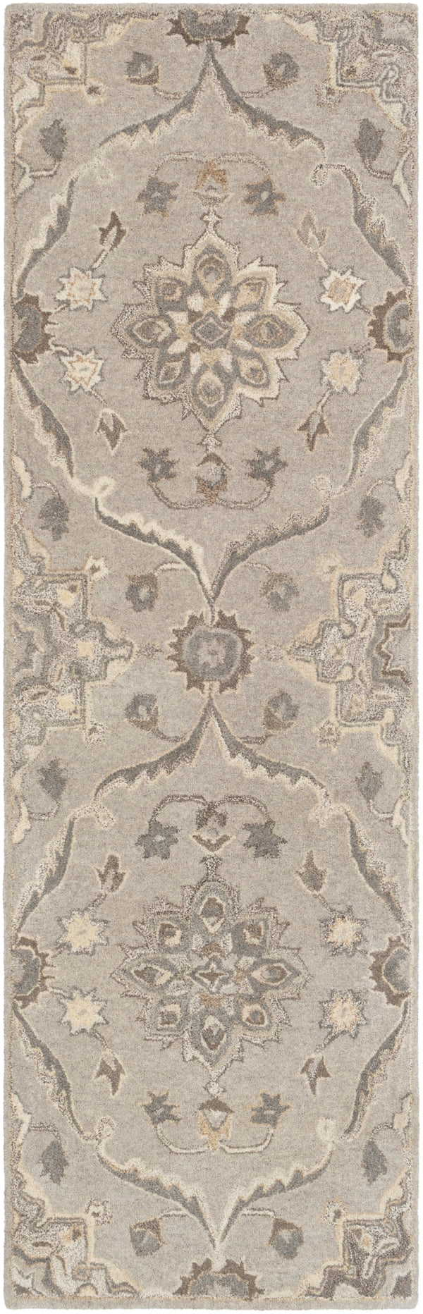 Caesar CAE-1201 Traditional Wool Rug CAE1201-312 Taupe, Charcoal, Beige, Dark Brown, Khaki, Black, Camel 100% Wool 3' x 12'