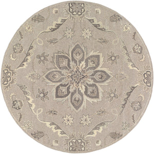 Caesar CAE-1201 Traditional Wool Rug CAE1201-6RD Taupe, Charcoal, Beige, Dark Brown, Khaki, Black, Camel 100% Wool 6' Round