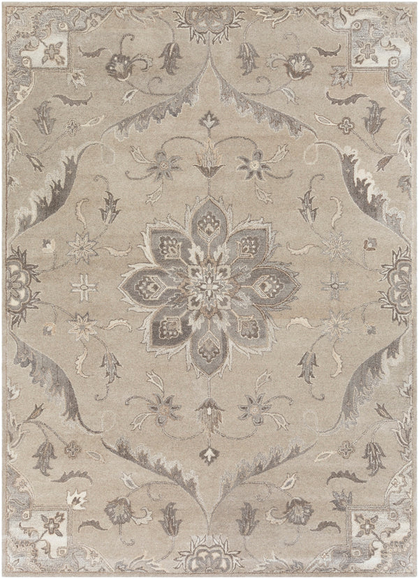 Caesar CAE-1201 Traditional Wool Rug CAE1201-811 Taupe, Charcoal, Beige, Dark Brown, Khaki, Black, Camel 100% Wool 8' x 11'