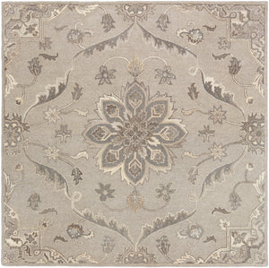 Caesar CAE-1201 Traditional Wool Rug CAE1201-99SQ Taupe, Charcoal, Beige, Dark Brown, Khaki, Black, Camel 100% Wool 9'9" Square