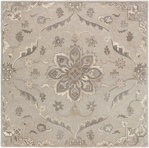 Caesar CAE-1201 Traditional Wool Rug CAE1201-99SQ Taupe, Charcoal, Beige, Dark Brown, Khaki, Black, Camel 100% Wool 9'9" Square