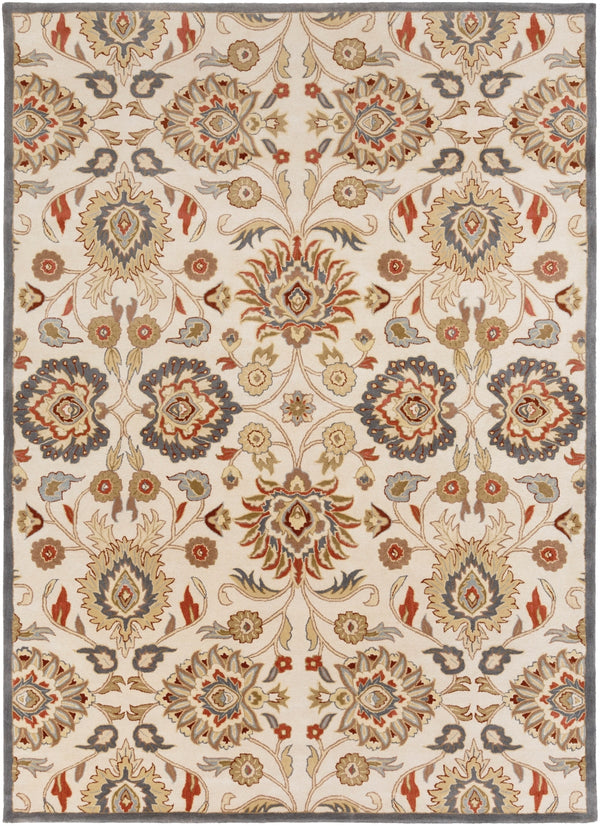 Caesar CAE-1204 Traditional Wool Rug CAE1204-811 Rust, Burgundy, Denim, Sage, Tan, Khaki, Cream 100% Wool 8' x 11'