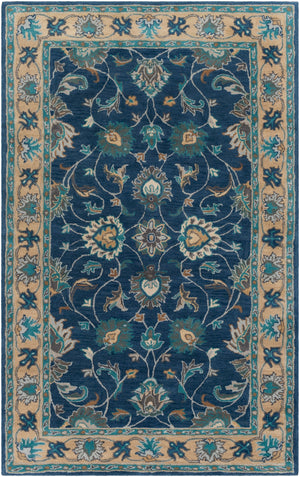 Caesar CAE-1220 Traditional Wool Rug CAE1220-912 Navy, Teal, Charcoal, Cream, Camel, Light Gray 100% Wool 9' x 12'
