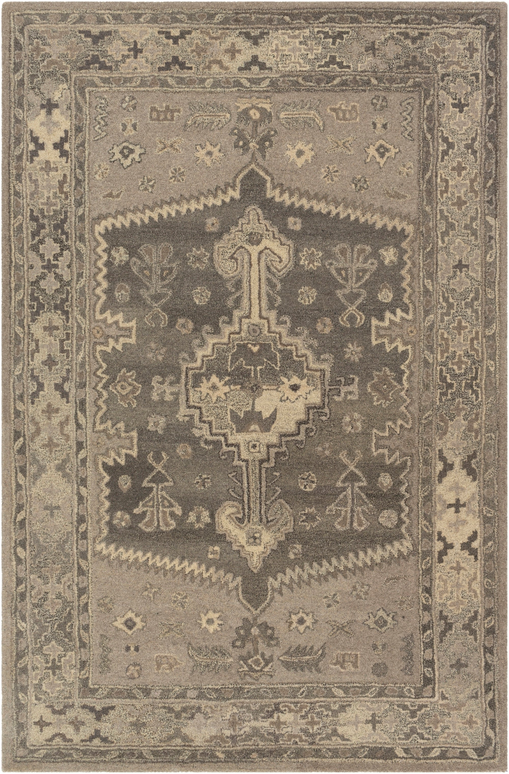 Caesar CAE-1223 Traditional Wool Rug CAE1223-912 Dark Brown, Taupe, Medium Gray, Beige 100% Wool 9' x 12'