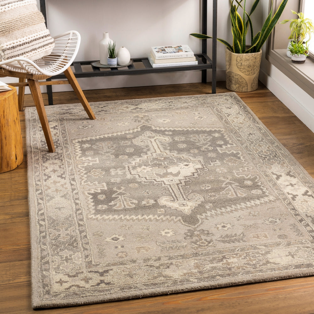 Caesar CAE-1223 Traditional Wool Rug CAE1223-912 Dark Brown, Taupe, Medium Gray, Beige 100% Wool 9' x 12'