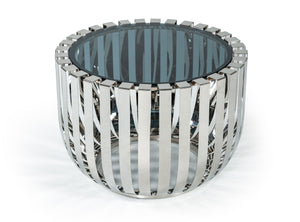 VIG Furniture Modrest Cage Modern Stainless Steel End Table w/ Glass Top VGVCET120901