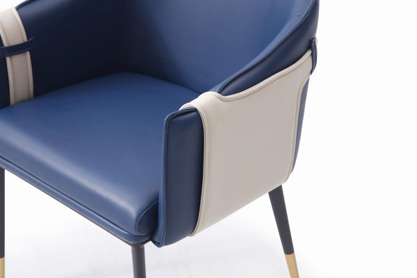 VIG Furniture Modrest Calder - Blue & Beige Bonded Leather Dining Chair VGVCB065-BLU-DC