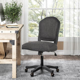Scilley French Country Upholstered Swivel Office Chair, Charcoal and Natural Noble House
