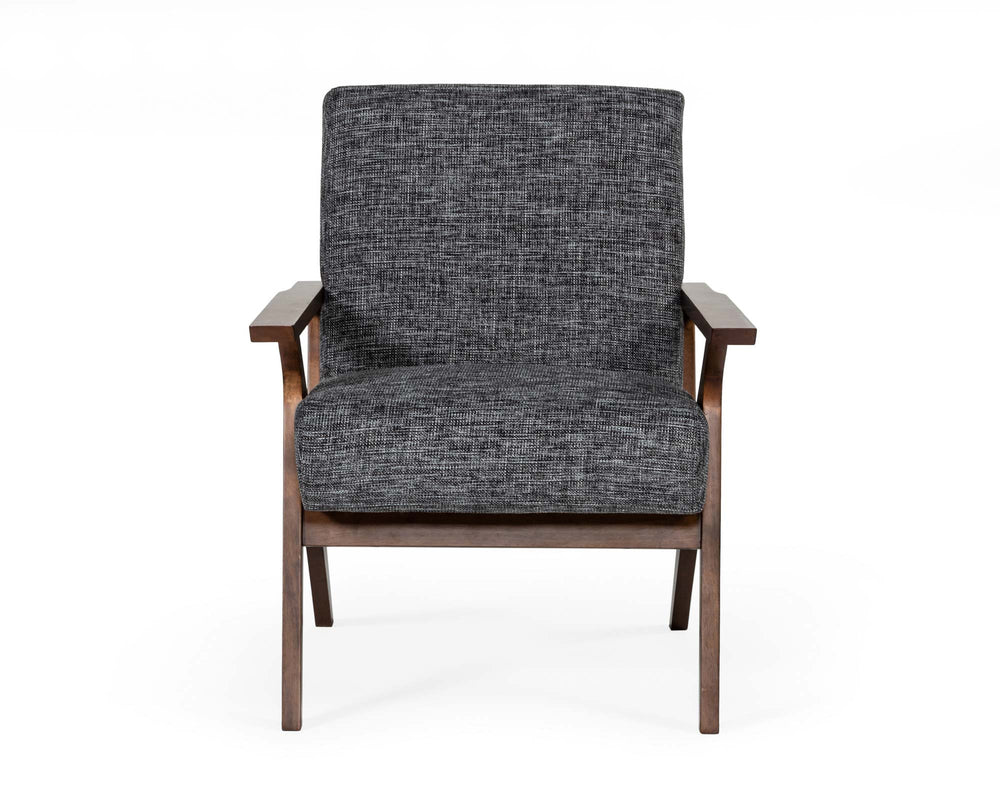 VIG Furniture Modrest Candea - Mid-Century Walnut and Grey Accent Chair VGMAMI-997-CHR